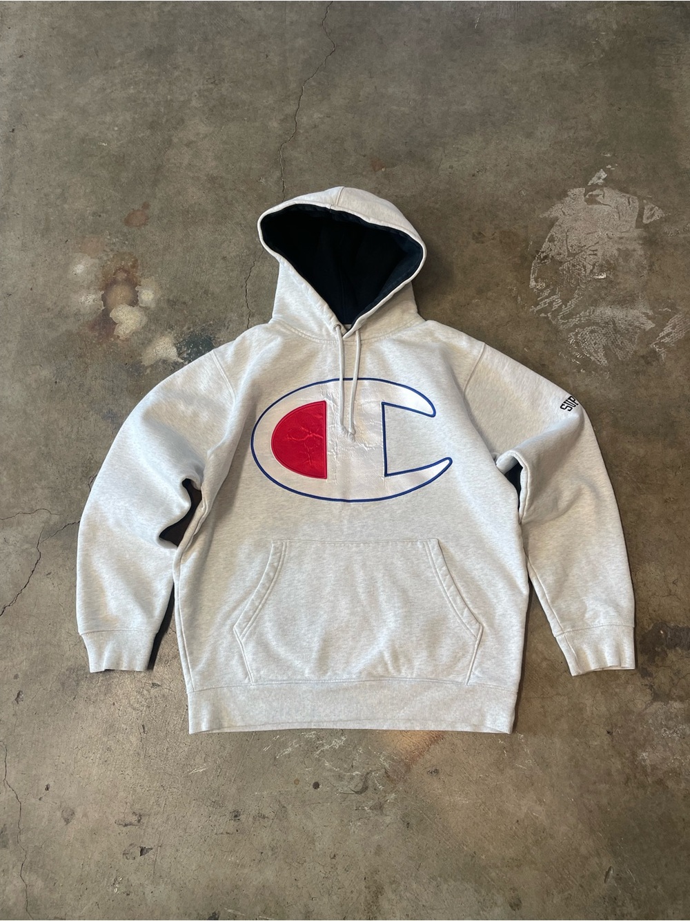 Champion x Supreme Reverse Weave Satin Logo Hoodie